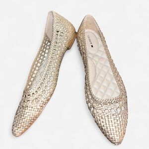 Birdies Goldfinch Metallic Woven Leather Ballet Loafers Sz 7